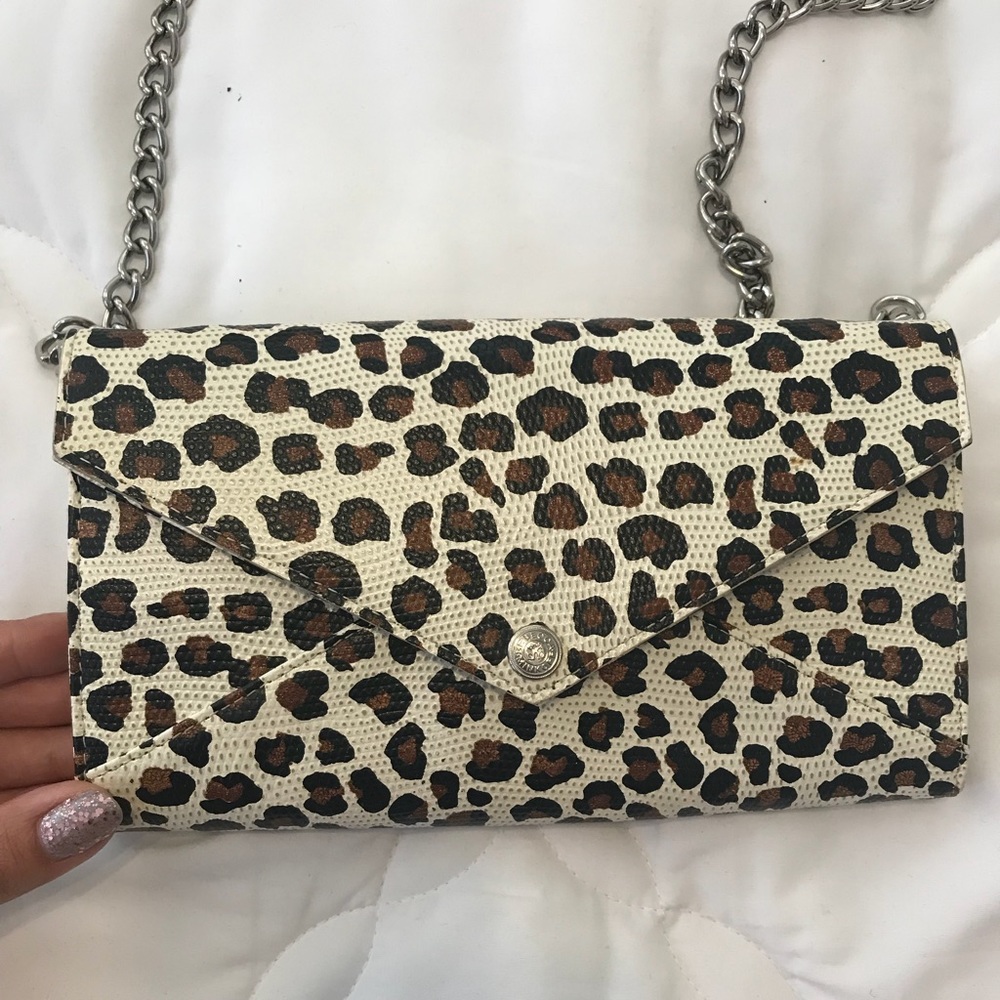 Rebecca Minkoff leopard wallet on chain crossbody